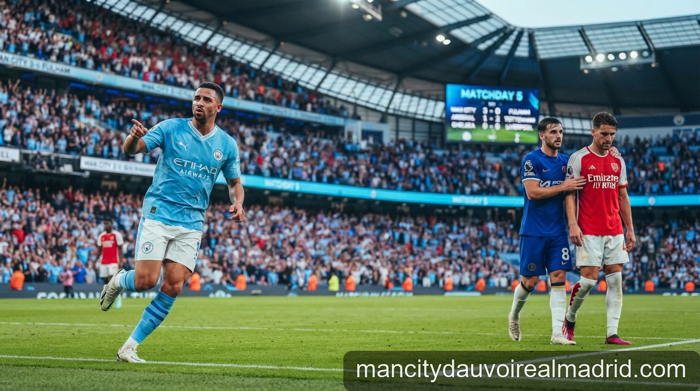 Premier League sau 5 vòng đấu: Man City dẫn đầu, Arsenal và Chelsea đối mặt bài toán phong độ
